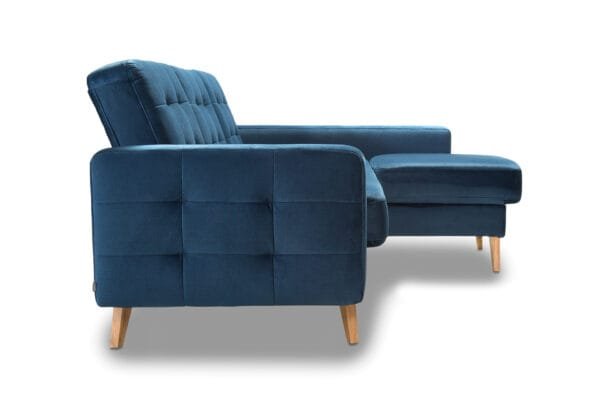 Oslo Small Corner Sofa Bed in navy blue side view