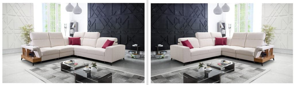 Benetti corner sofa bed with shelf