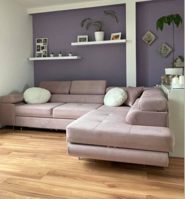 Athena Corner Sofa Bed with Storage in dusk pink from Lava Corners