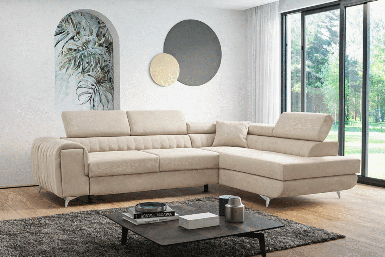 Amelia Corner Sofa Bed in Beige