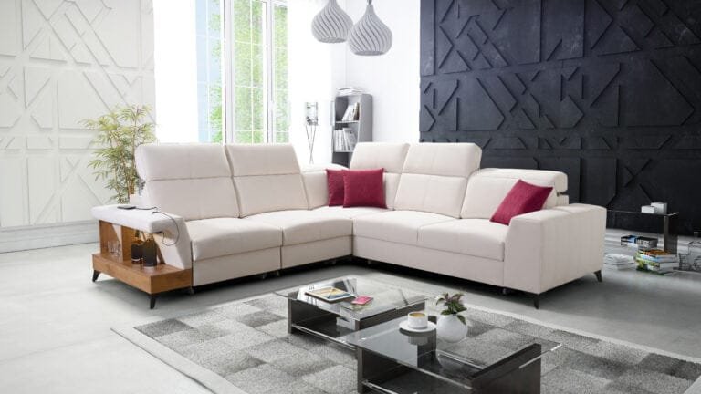 Benetti corner sofa bed with shelf