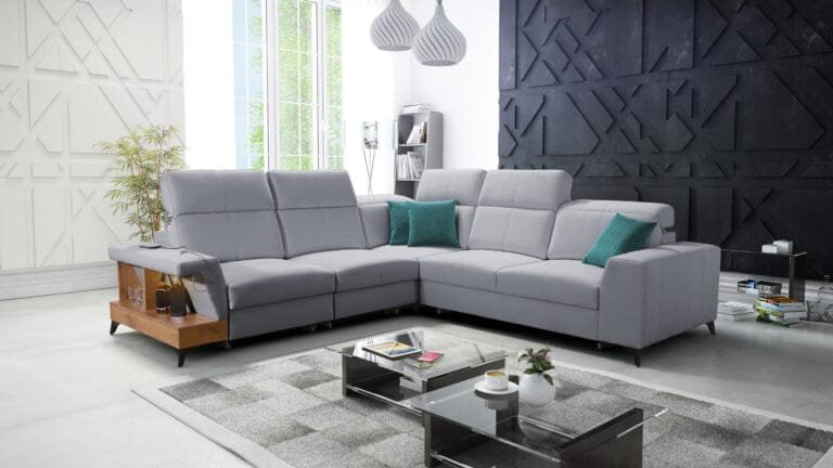 Benetti corner sofa bed with shelf