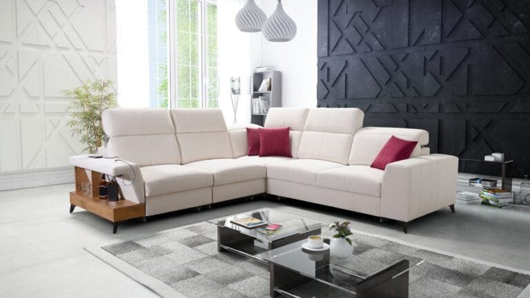 Benetti corner sofa bed with shelf