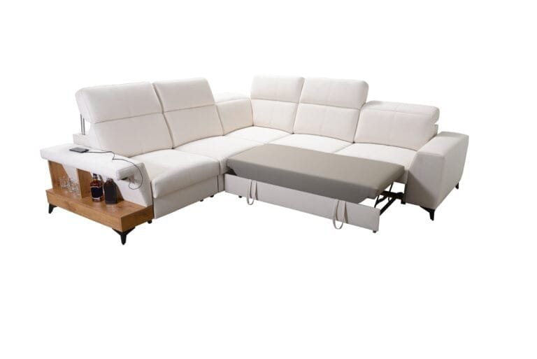 Benetti corner sofa bed with shelf