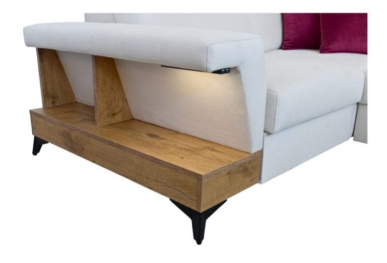 Benetti corner sofa bed with shelf