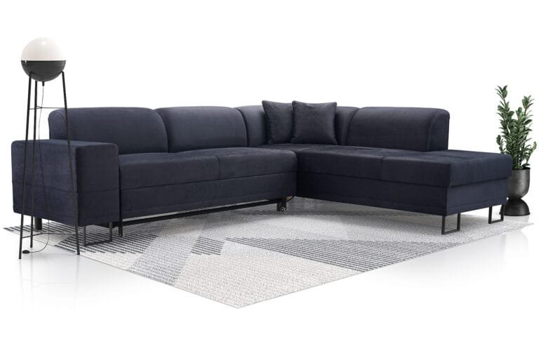 Margot black corner sofa bed with storage stain resistant and petproof Solar 99 fabric Lava Furniture Store Ireland