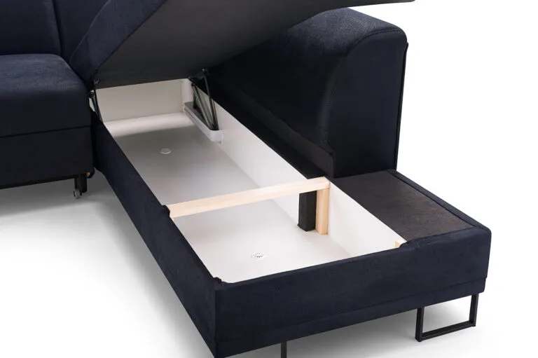 Black conrer sofa bed with storage open Solar 99 1