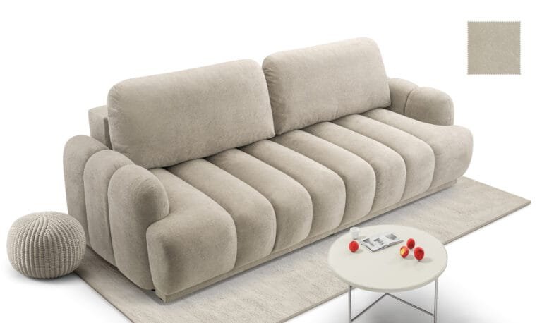 Cube 3 seater sofa bed beige
