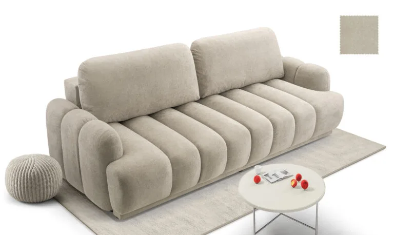 Cube 3 seater sofa bed beige