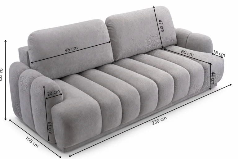 Cube 3 seater sofa bed dimensions