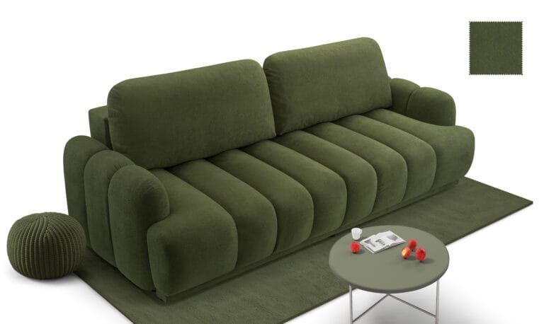 Cube 3 seater sofa bed green
