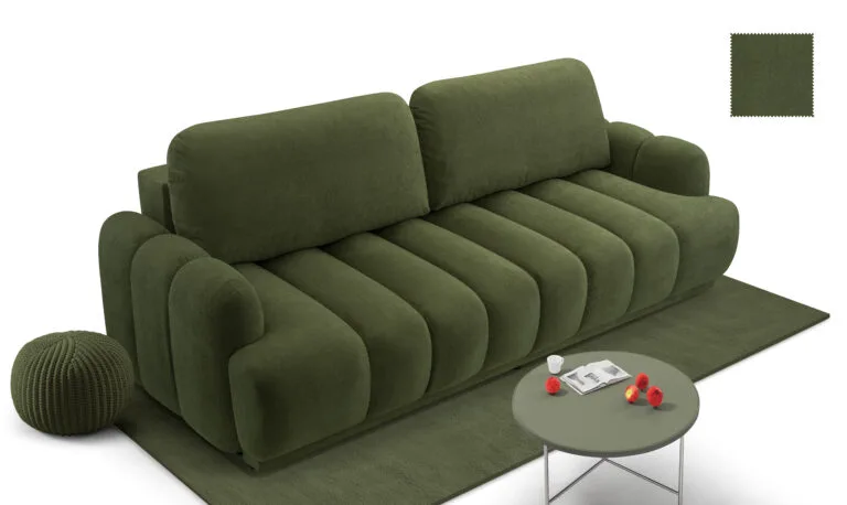 Cube 3 seater sofa bed green