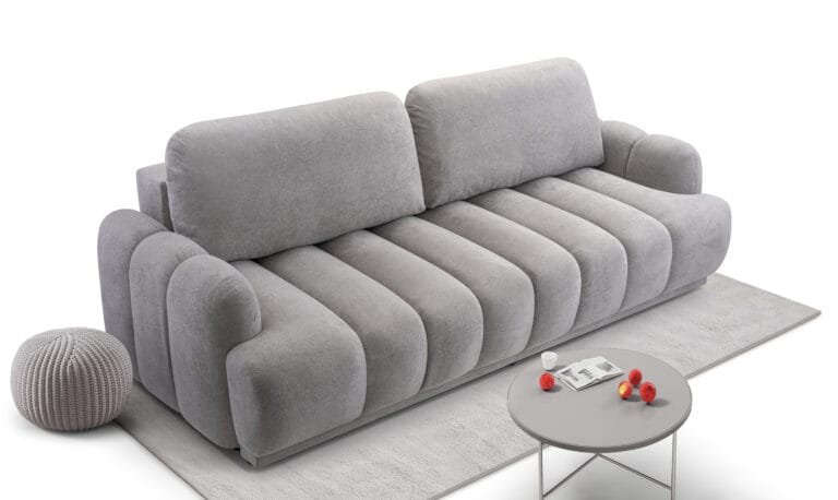 Cube 3 seater sofa bed grey
