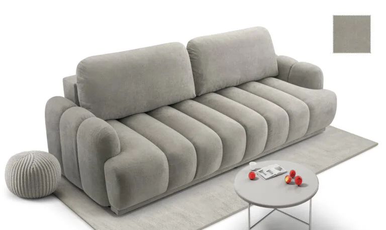 Cube 3 seater sofa bed mid grey