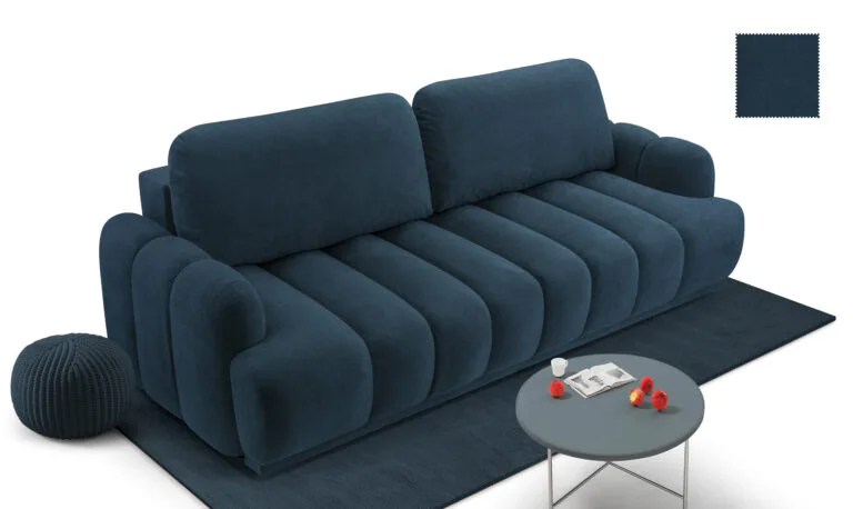 Cube 3 seater sofa bed navy blue