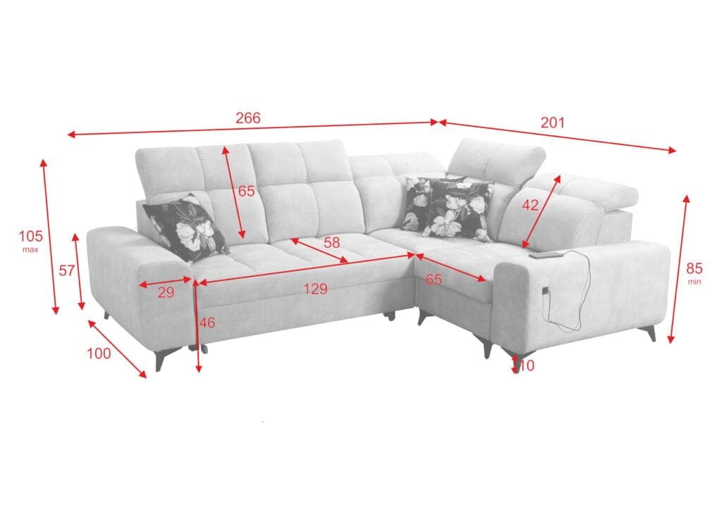Grace II Corner sofa bed with storage