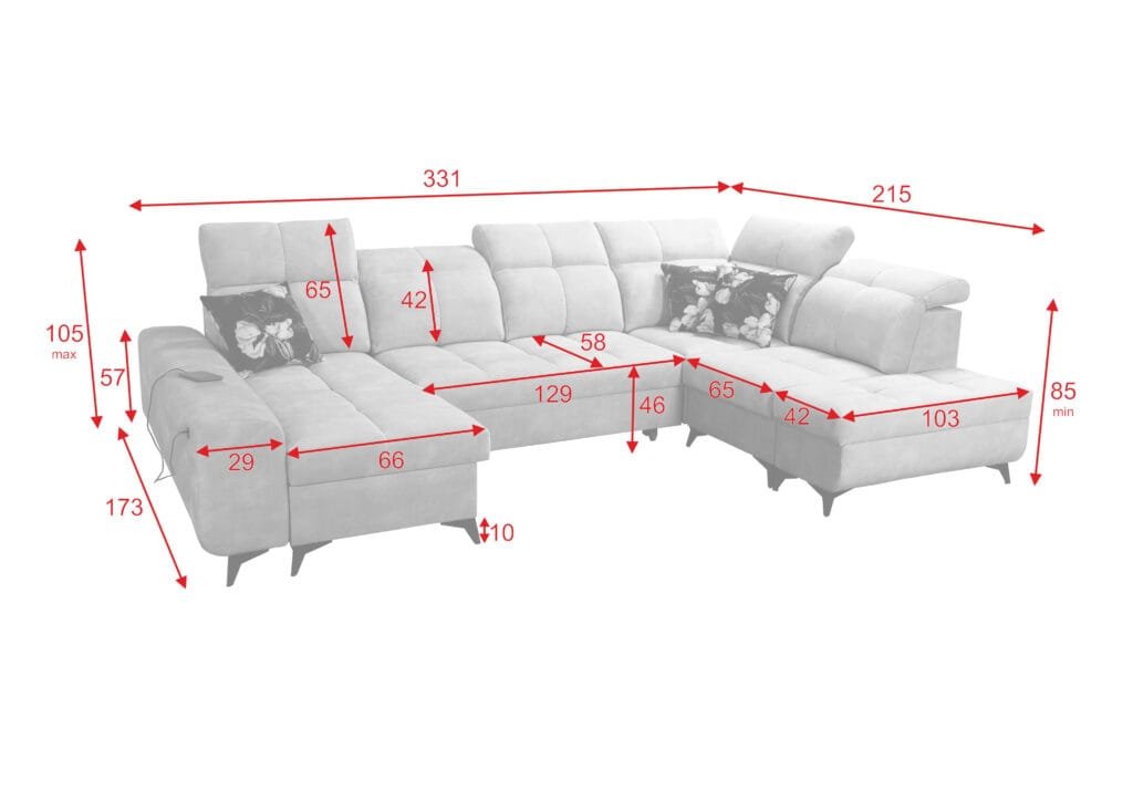 U Shape Corner Sofa Bed Grace VI