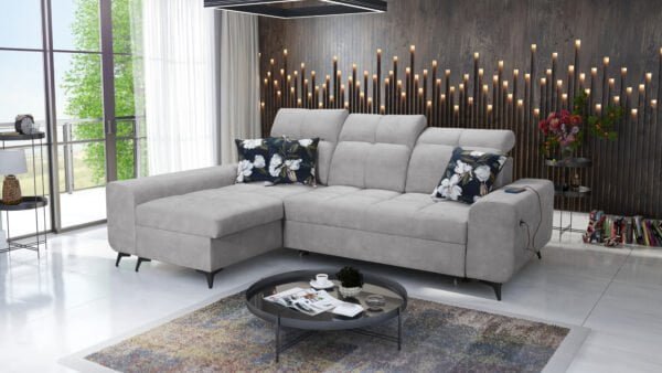 Corner sofa bed in grey colour