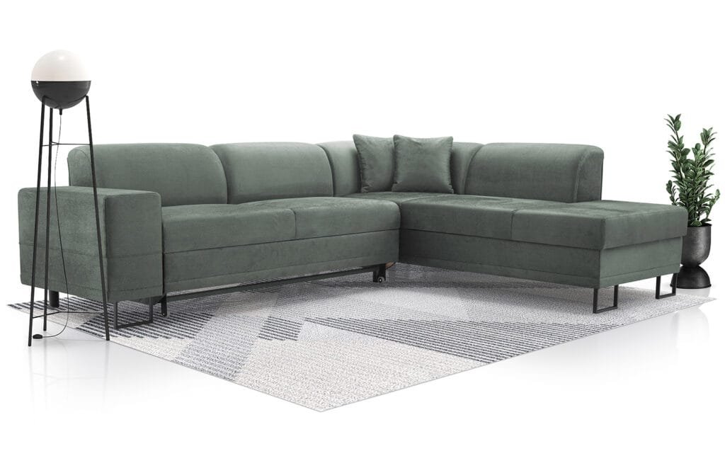 Margot pistachio green corner sofa bed with storage stain resistant and petproof Solar fabric Lava Furniture Store Ireland