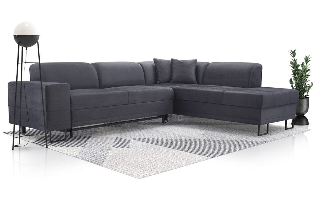 Margot medium grey corner sofa bed with storage stain resistant and petproof Solar fabric Lava Furniture Store Ireland