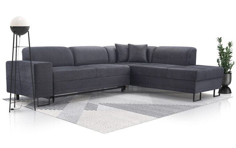 Margot medium grey corner sofa bed with storage stain resistant and petproof Solar fabric Lava Furniture Store Ireland