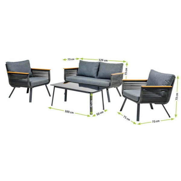 Honey Set with 2 Seater, 2 Armchairs and Coffee Table garden set Lava Furniture Store