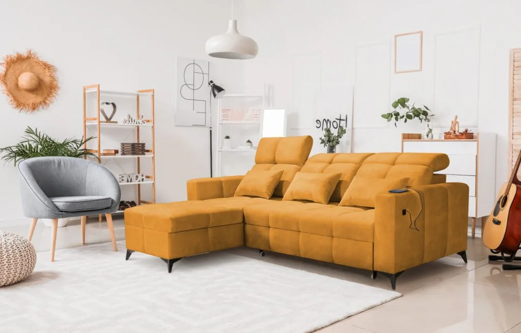 Ingid corner sofa bed with storage and usb charging point