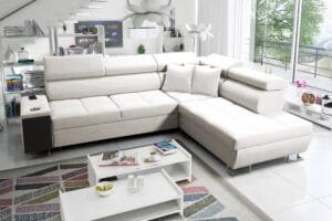 Merlin corner sofa bed in a livingroom,sofa colour cream shape sofa bed