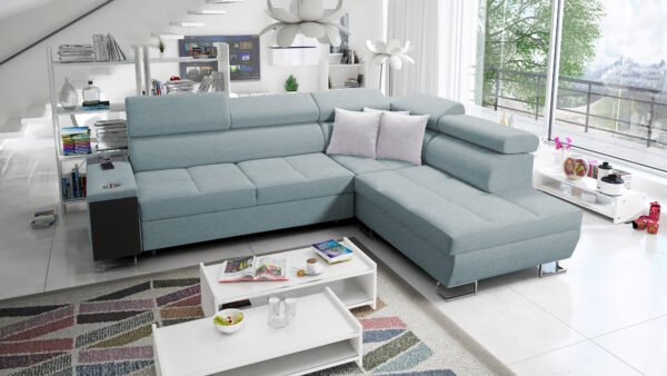 Merlin corner sofa bed in a livingroom,sofa colour light mint l shape sofa bed