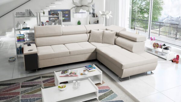 Merlin corner sofa bed in a livingroom,sofa colour cream shape sofa bed