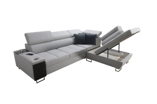 Merlin corner sofa bed in a livingroom,sofa colour grey shape sofa bed