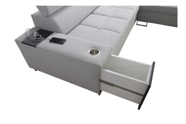 Merlin corner sofa bed in a livingroom,sofa colour grey shape sofa bed