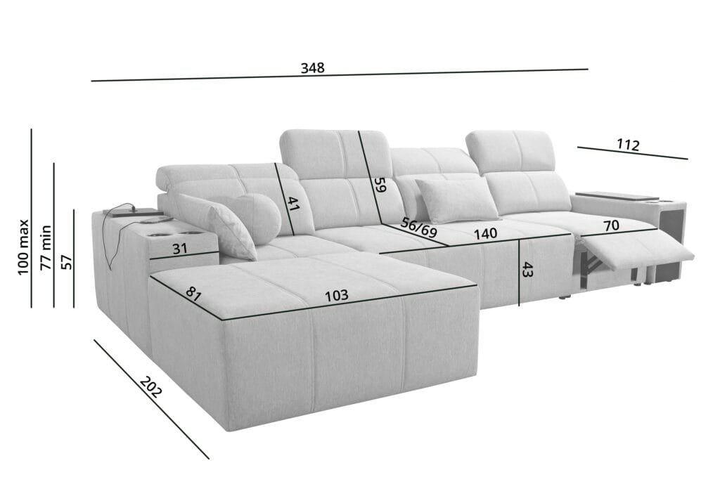 Marvello XII Corner Sof Bed with Electric Recliner from Lava Corners Furniture Store