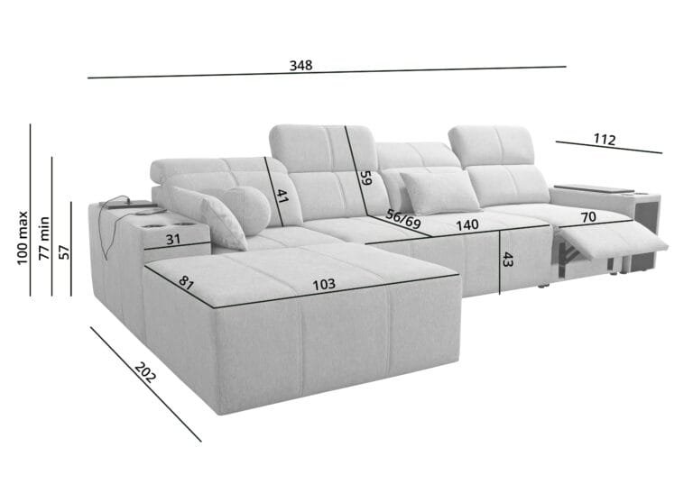 Marvello XII Corner Sof Bed with Electric Recliner from Lava Corners Furniture Store