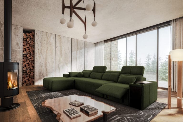 Marvello XII Corner Sof Bed with Electric Recliner from Lava Corners Furniture Store in dark grey