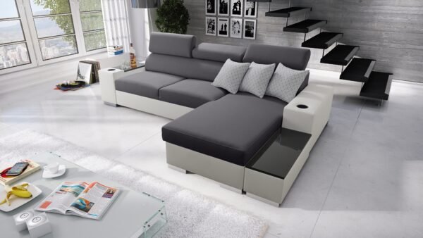 Paris I Corner Sofa Bed in Grey and White