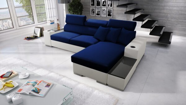 Paris I Corner Sofa Bed in Navy and White