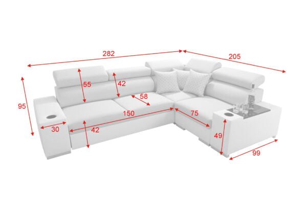 Paris II Corner Sofa Bed Dimensions
