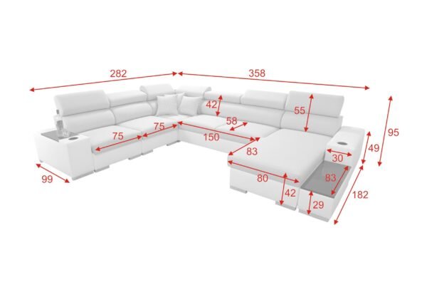 Paris VIII Corner Sofa Bed Dimensions