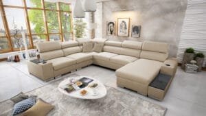 Paris VIII Corner Sofa Bed in in Beige