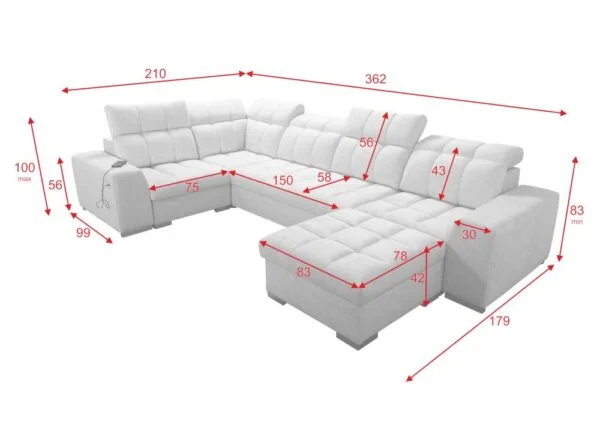 Polly IV-Corner-Sofa-Bed- U shaped-Lava-corners-furniture-store-Ireland