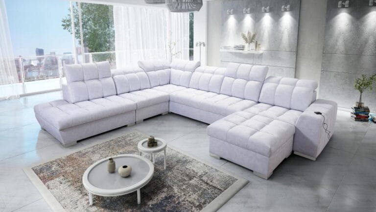 Polly X white large Corner Sofa Bed U shaped Lava corners furniture store Dublin