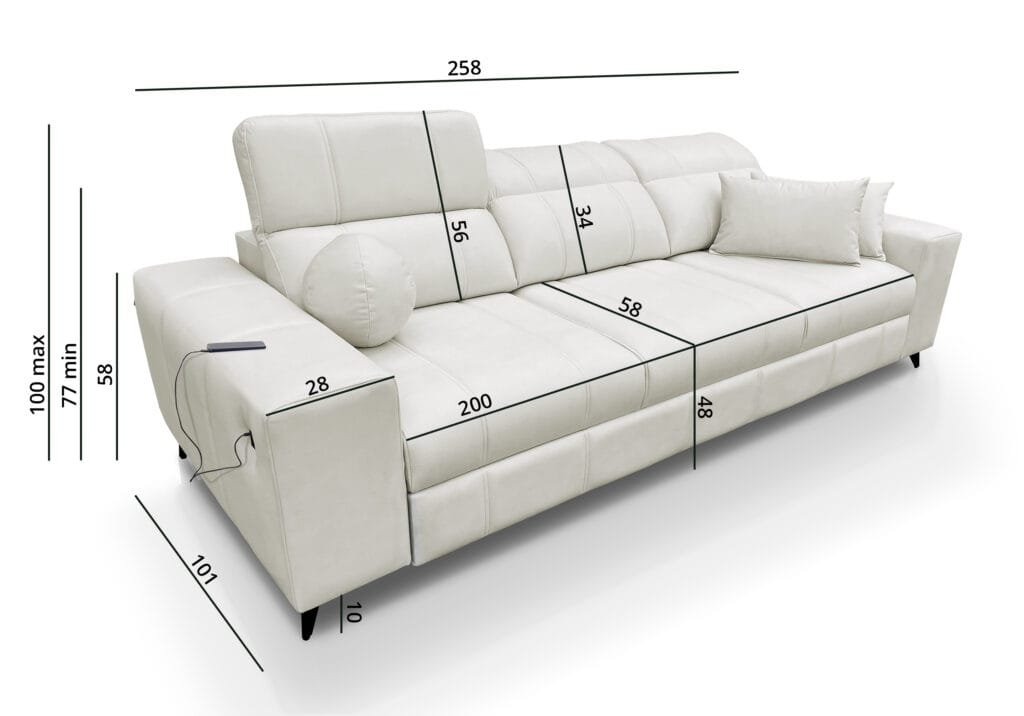 Sofa Bed Dalia in Light Cream colour from Lava Corners Furniture Store