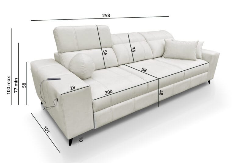 Sofa Bed Dalia in Light Cream colour from Lava Corners Furniture Store