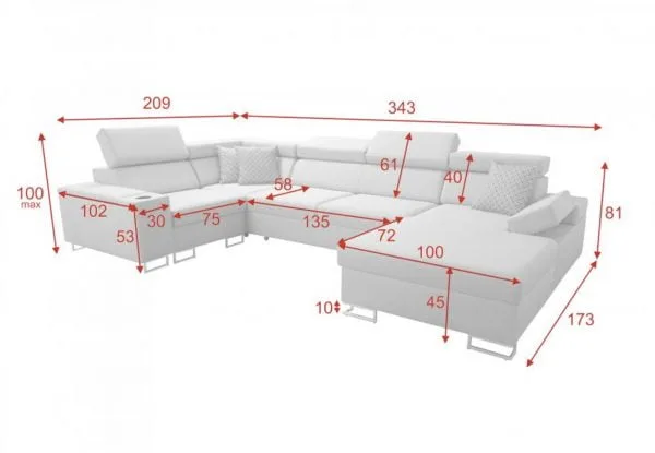 Salvador IV Mini U Shape Corner Sofa Bed - Image 9