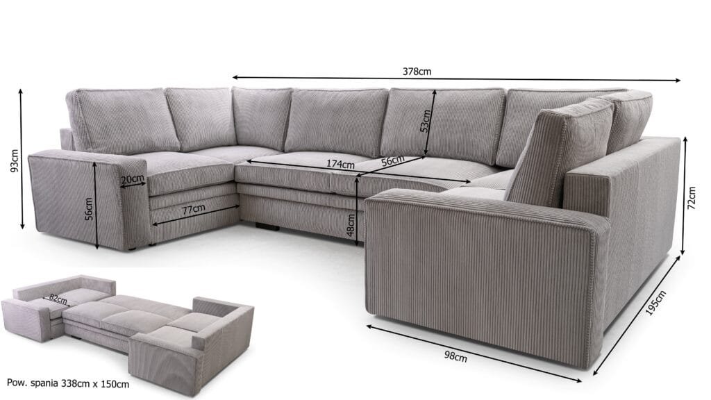 Turin U shaped corner sofa bed lava corners furniture Ireland (1)
