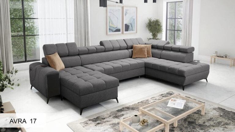 U shaped Corner sofa bed Geneva VI in dark grey colour