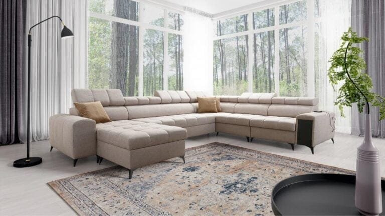 U shaped Corner sofa bed Geneva VIII in beige colour Lava Corners Furniture Store Ireland