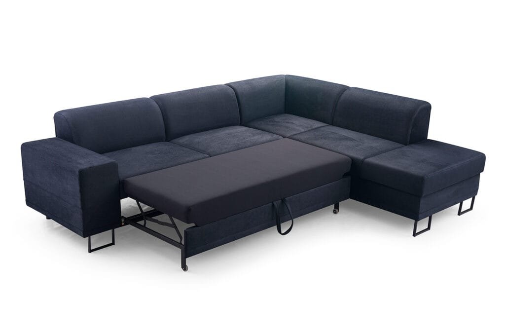 Margot black corner sofa bed with storage stain resistant and petproof Solar 99 fabric Lava Furniture Store Ireland