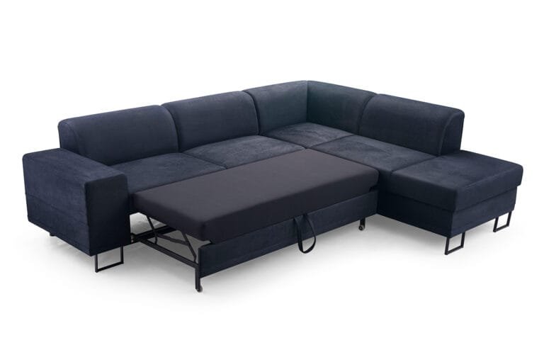 Margot black corner sofa bed with storage stain resistant and petproof Solar 99 fabric Lava Furniture Store Ireland